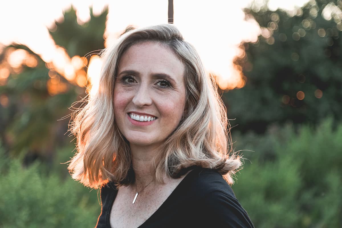 a woman smiling