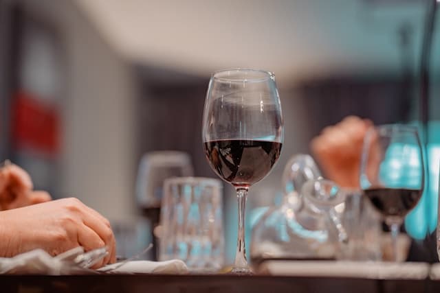 Glass of wine on a table